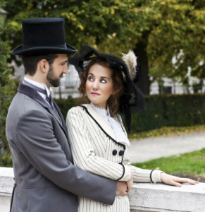 19th Century Couple in Conversation. Etiquette of Conversation in the 19th Century Victorian United States.