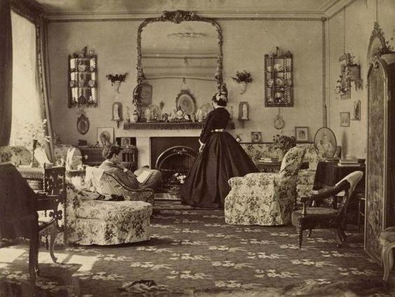 Kristin Holt | Top 5 Reasons READERS of Western Historical Romance Benefit from Visiting Historical Museum Residences. Image: Victorian parlor interior, vintage. Image courtesy of Pinterest.