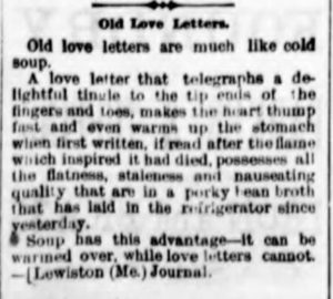 Kristin Holt | "Old Love Letters", from The Yellowstone Journal of Miles City Montana on February 4, 1887. Related to America's Victorian-Era Love Letters.