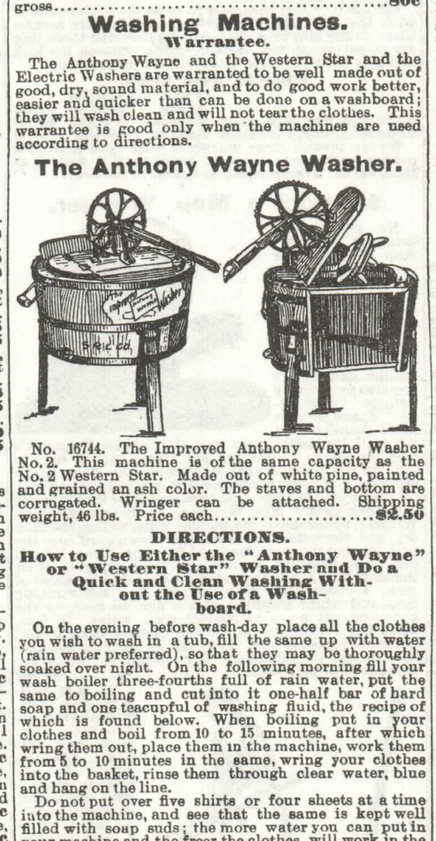 Kristin Holt | 19th Century Washing Machines. For Sale in the Sears Roebuck and Co. Catalogue, 1897: The Anthony Wayne Washer and Western Star Washer. Part 1 of 5.