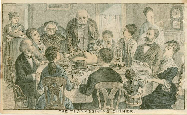 Kristin Holt | Victorian Era Thanksgiving Celebrations. Image: The Thanksgiving Dinner, 1870. Source: American Broadsides and Ephemera, Series 1, via wikimedia. [Image: Public Domain]