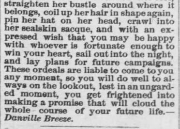 Kristin Holt | Victorian Leap Year Traditions Part 1. "How Men Should Act When Their Adorers Propose Marriage." From The Weekly Kansas Chief of Troy, Kansas on January 21, 1892. Part 2 of 2.