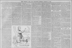 Kristin Holt | Victorian America Celebrates St. Patrick's Day. "Ireland's Day," The Whole Article. From The San Francisco Call of San Francisco, California on March 18, 1894. This small image is not meant to be readable; its purpose is to illustrate the length and bredth of coverage of St. Patrick's Day. Part 3 of 5.