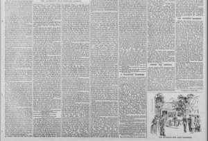 Kristin Holt | Victorian America Celebrates St. Patrick's Day. "Ireland's Day," The Whole Article. From The San Francisco Call of San Francisco, California on March 18, 1894. This small image is not meant to be readable; its purpose is to illustrate the length and bredth of coverage of St. Patrick's Day. Part 4 of 5.