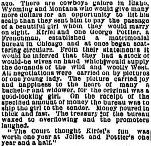 Scam by Kirfel. The World. NY NY. 22 Jul 1893. Sat pg. 6