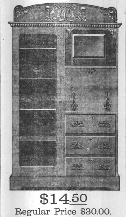 Kristin Holt | Victorian Combination Desk and Book Cabinet. Special Sale on Desk Bookcases. Advertised in Chicago Daily Tribune, Chicago, Illinois, on December 6, 1891. Part 2 of 3.