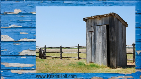 Kristin Holt | The Necessary (a.k.a. the outhouse). Stylized image of wooden outhouse on the prairie.