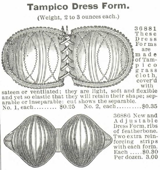 Kristin Holt | Lady Victorian's Secret. Two examples of Bust Enhancers, labeled "Dress Forms" for sale in the Montgomery, Ward & Co. Catalog of 1895.
