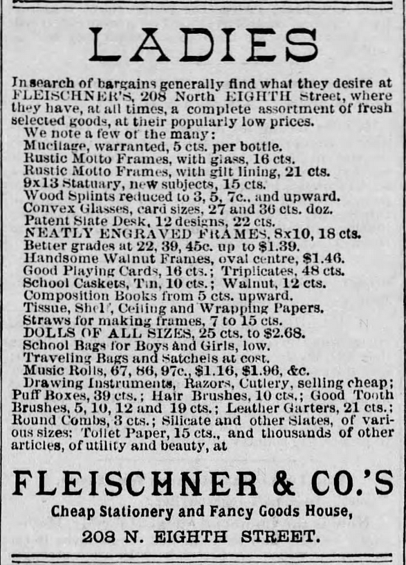 Kristin Holt | The Necessary (a.k.a the outhouse). Note the mention of Toilet Paper (last paragraph of the advertisement), 15 cents. The Times, Philadelphia, Pennsylvania on 8 December, 1877.