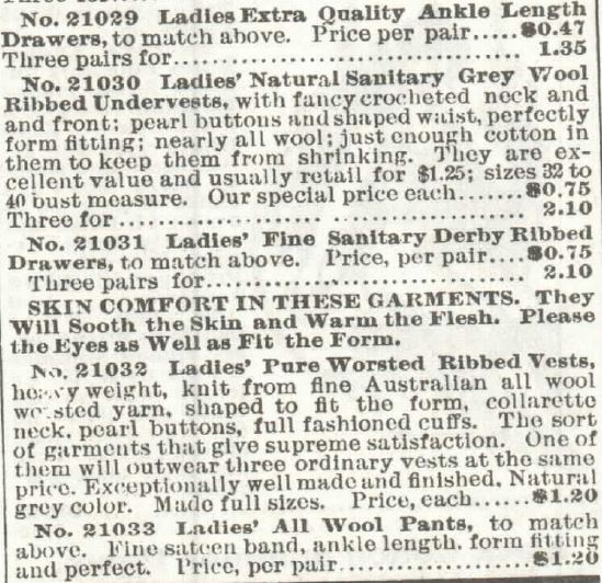 Kristin Holt | Victorian Ladies Underwear. Winter Underwear advertised in Sears, Roebuck & Co. Catalogue, 1897. Part 2 of 2.
