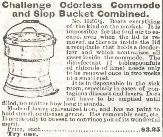 Kristin Holt | Chamber Pots and the Old West. Odorless commode and slop bucket combined, as advertised in the 1897 Sears catalog (no. 104)