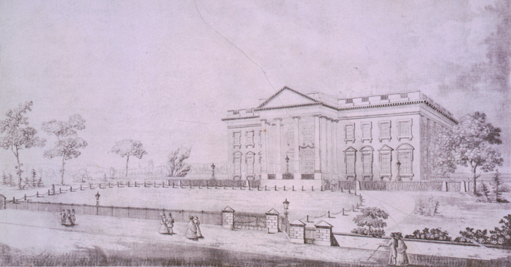 Etching of the White House, Dec 8, 1833. Image: Library of Congress via McClatchy DC