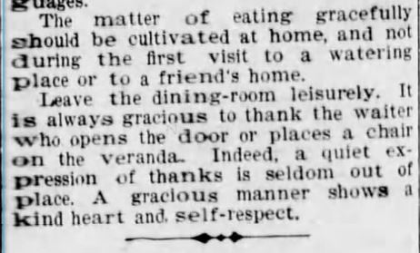 Etiquette at Summer Resorts. Part 3. Santa Cruz Sentinel. Santa Cruz, California on July 13, 1902