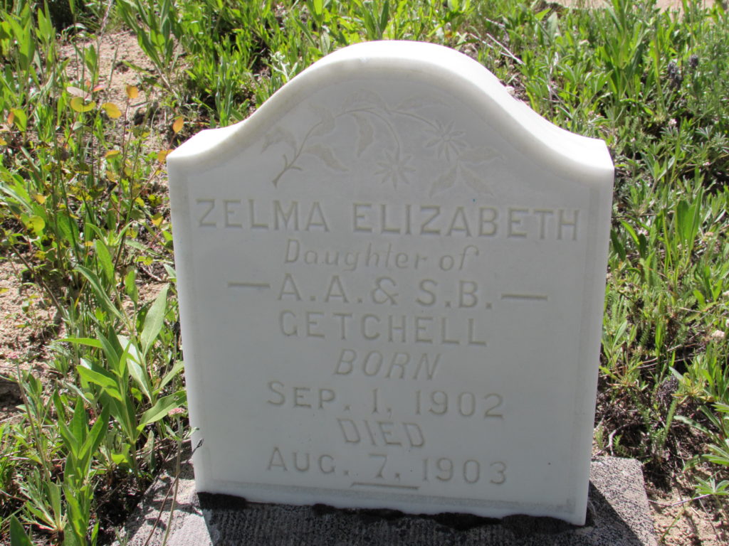 Kristin Holt | Silver city, Idaho's Ghost Town Cemetery. Zelma Elizabeth, Daughter of A.A. & S.B. Getchell. Born Sep. 1, 1902, Died Aug. 7, 1903.