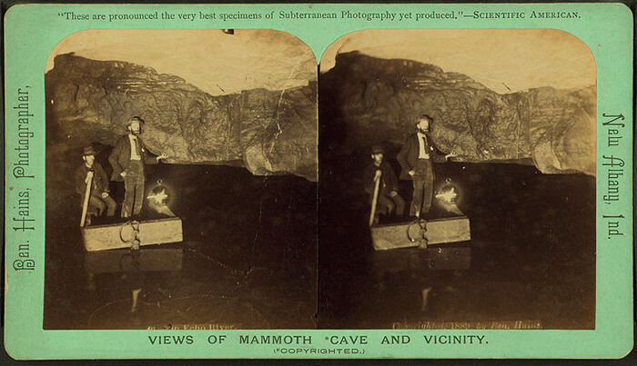Kristin Holt | Victorian Summer Resorts. Ben Hains, Photographer. Stereoscopic View of Echo River, within Mammoth Cave, Kentucky, 1889. Image courtesy of Southern Spaces.