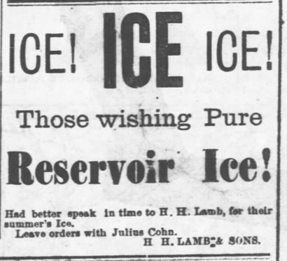 Kristin Holt | Victorian America's Ice Delivery. "ICE! ICE! ICE! Those wishing Pure Reservoir Ice!" Fort Scott Daily Monitor of Fort Scott, Kansas on May 13, 1883.