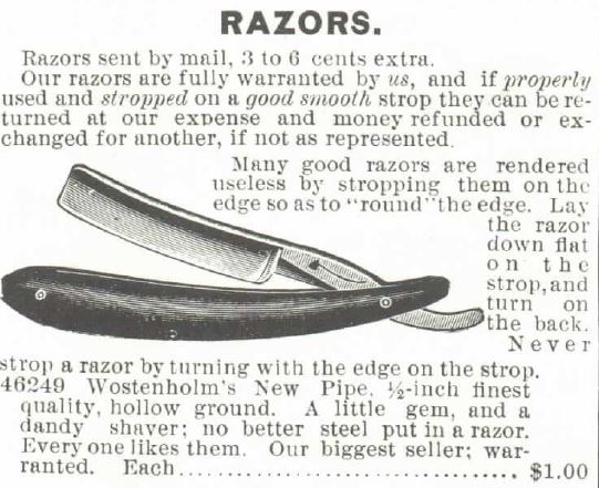 Razor and Stropping Instructions. Montgomery Ward Catalogue, Spring and Summer 1895