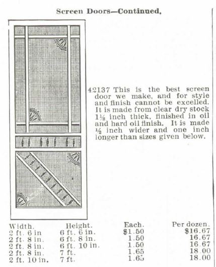Screen Doors continued. Montgomery Ward Spring and Summer 1895