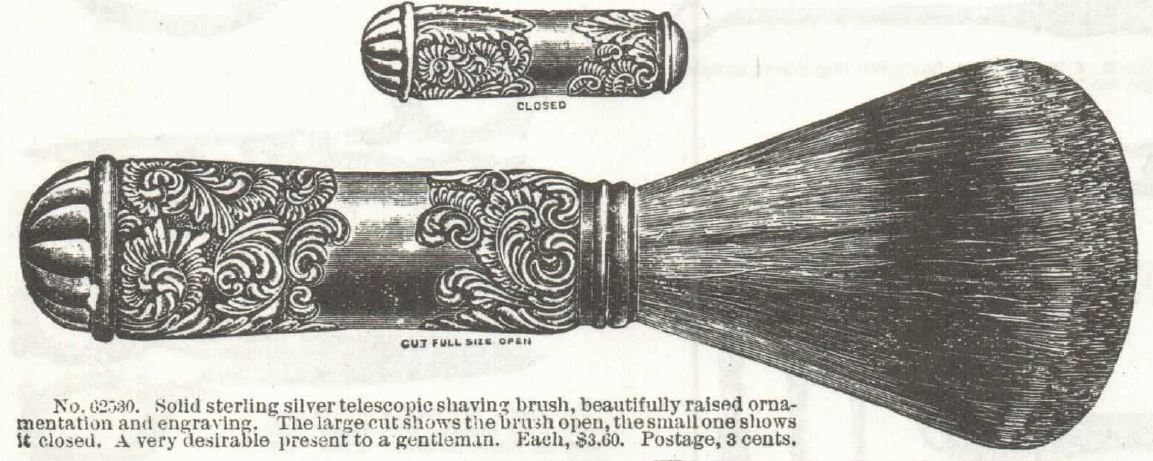 Kristin Holt | Victorian Shaving, Part 1: Sold Silver Telescoping Shaving Brush offered in Sears Roebuck & Co. Catalogue, 1897.