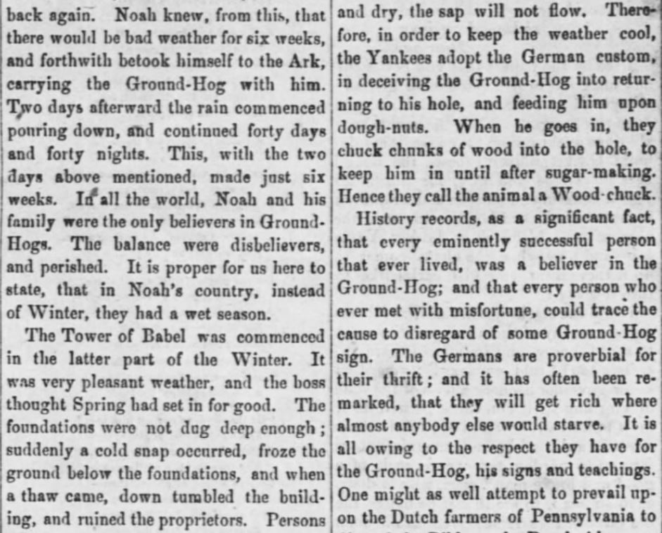Kristin Holt | Victorian Americans Observed Groundhog Day? Part 2 of 6: Ground-Hog's Day, from White Cloud Kansas Chief Newspaper of White Cloud, Kansas, February 2, 1860.