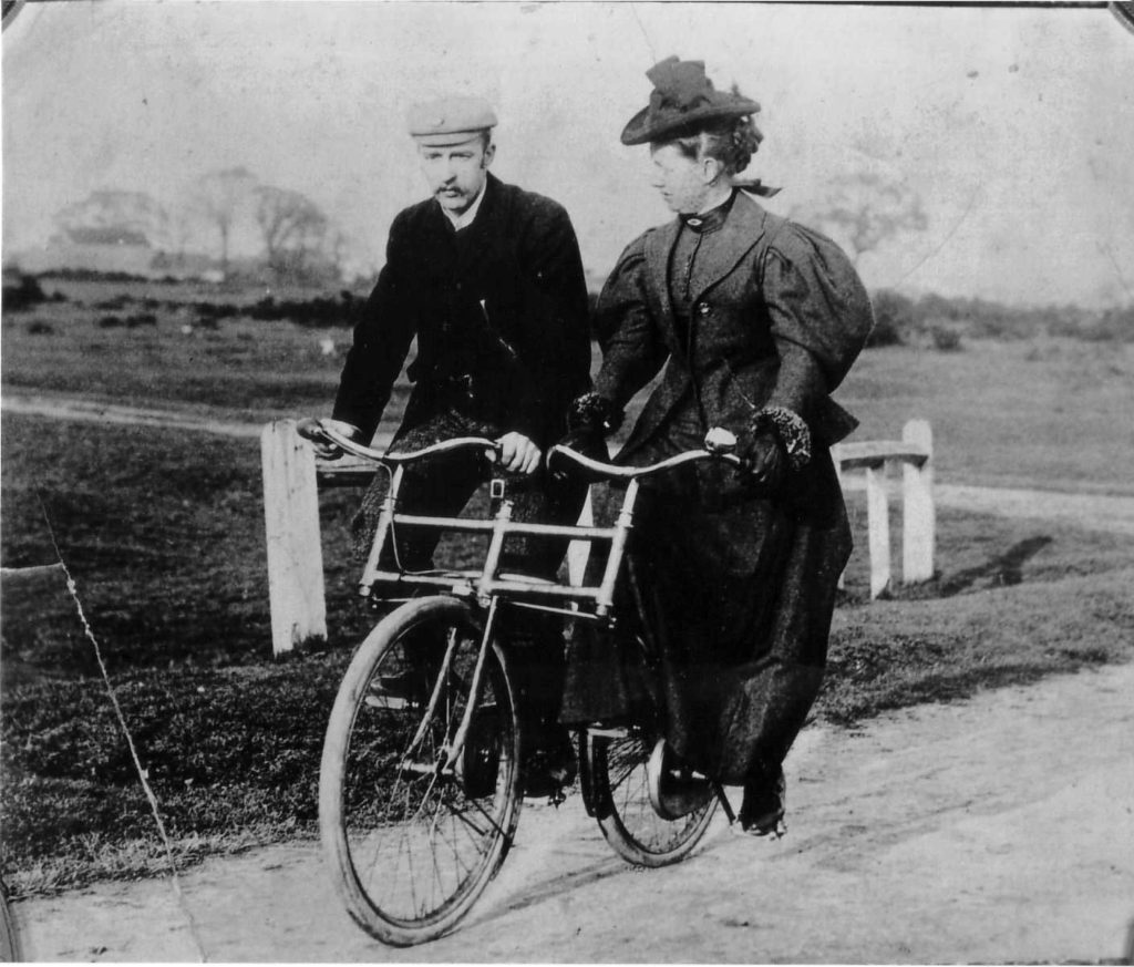 Kristin Holt | Bicycle Built For Two. Vintage photograph of a Sociable Bicycle, 1890s.