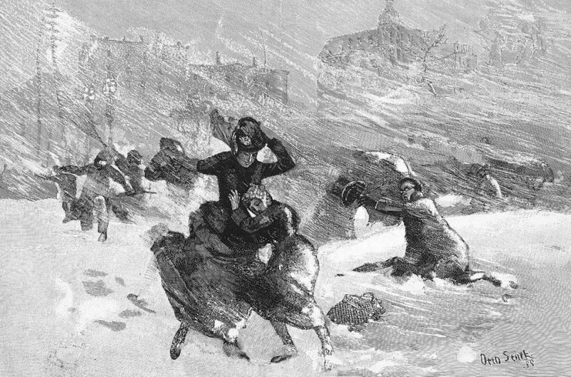 Kristin Holt | Victorian Blizzards, Nonstop in the 1880s. Vintage illustration of New York City, Blizzard of 1888.