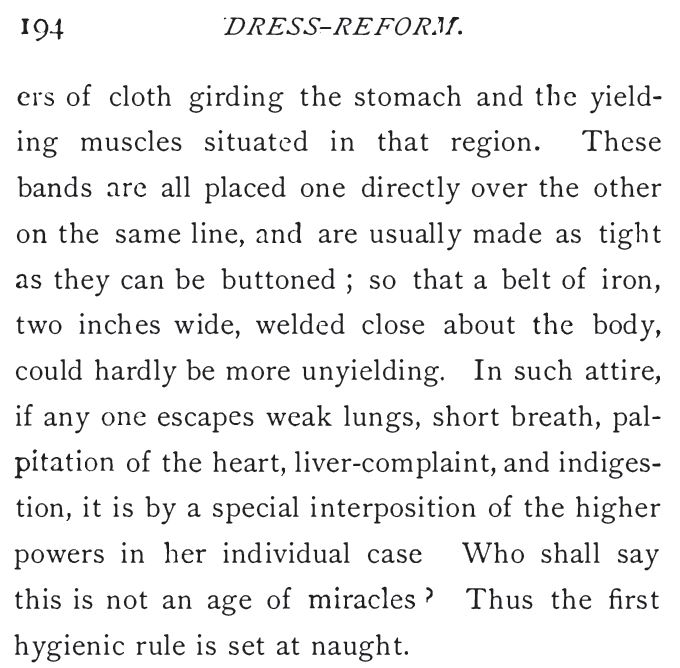 Kristin Holt | Defect in Form: Evils of Tight Lacing (a.k.a. Corsets), 1897. Quote from 'Dress Reform', 1874, Part 2.
