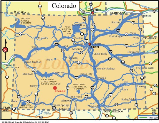 Kristin Holt | Introducing: Heidi Vanlandingham's The Woodworker's Mail-Order Bride. Map showing the location of Crede, Colorado, in relationship to recognizable landmarks. Image: Courtesy of Amanda.