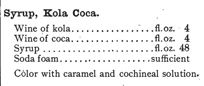 Kristin Holt | Cocaine in my Victorian Coca-Cola? Going... Going... Gone? Syrup recipe for "Kola Coca" from The Standard Formulary: A Collection of Nearly Five Thousand Recipes, published 1900.