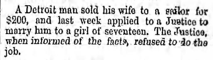 Kristin Holt | For Sale: Wife (Part 2). The Brooklyn Daily Eagle of Brooklyn, New York, October 18, 1866.