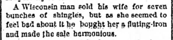 Kristin Holt | For Sale: Wife (Part 2). Detroit Free Press of Detroit, Michigan, April 18, 1875.