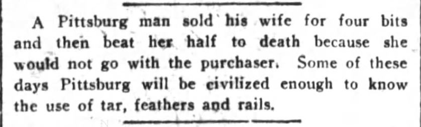 Kristin Holt | For Sale: Wife (Part 2). The Houston Post of Houston, Texas on June 22, 1910.