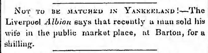 Kristin Holt | For Sale: Wife (Part 2). The Brooklyn Daily Eagle of Brooklyn, New York, May 20, 1847.