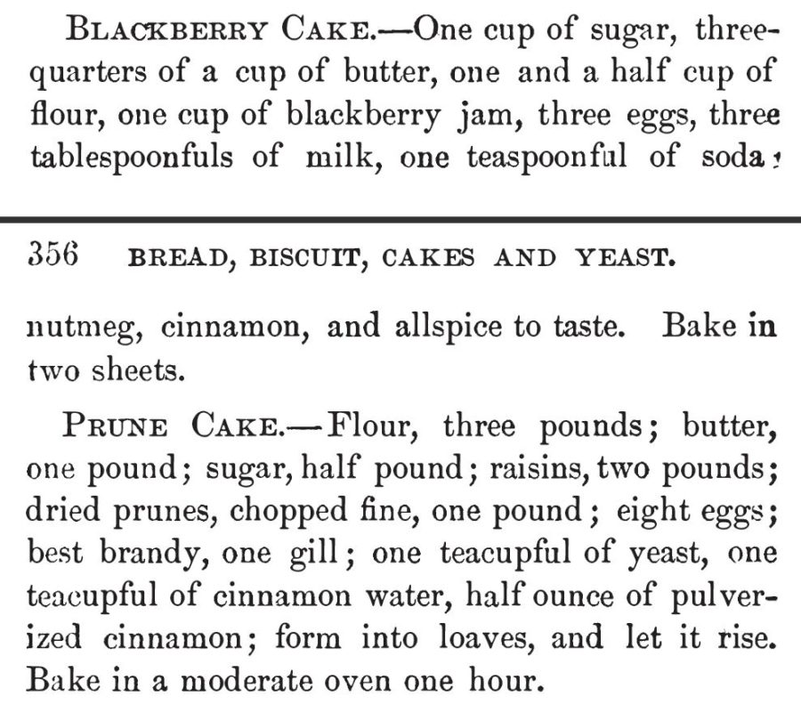 Kristin Holt | Vintage Cake Recipes. Blackberry Cake and Prune Cake recipes from Our New Cookbook and Household Receipts, 1883.