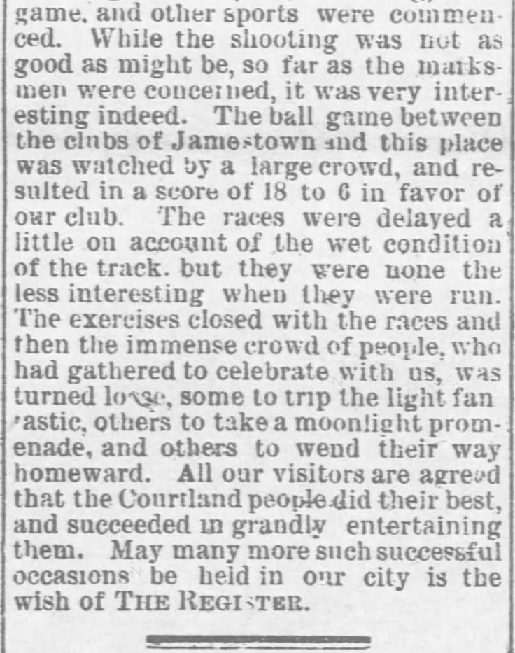 Kristin Holt | Shooting Contests in Victorian America. Fourth of July Celebration includes Shooting Contest. Cortland Register of Cortland, Kansas, July 8, 1892.