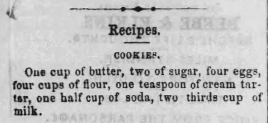 Kristin Holt | Victorian Fare: Cookies. "Cookies Recipe" published in The Summit County Beacon of Akron, Ohio, February 23, 1859.