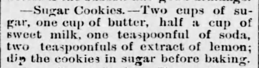 Kristin Holt | Victorian Fare: Cookies. Sugar Cookies as published in The American Citizen of Canton, Mississippi. Dated October 8, 1881.