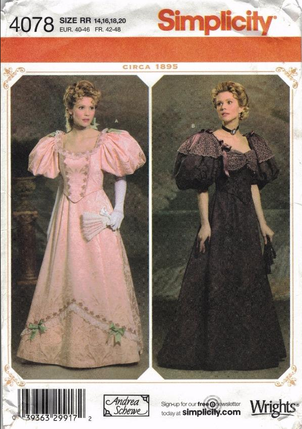 Kristin Holt | Ladies Fashions: Huge Sleeves of the 1890s. "Circa 1895" gown, a sewing pattern from Simplicity (no. 4078)