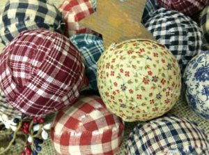 Kristin Holt | What is a Calico Ball? Photograph: decorative balls of calico. Image: Etsy (see link in caption).