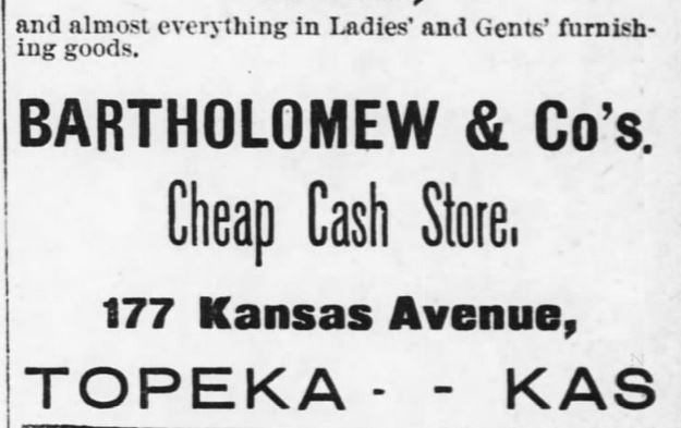 Kristin Holt | The Victorian Man's Suit of Clothes. Conclusion of Bartholomew & Co's advertisement, "Cheap Cash Store." Advert from the Kansas Farmer of Topeka, Kansas. May 5, 1880.
