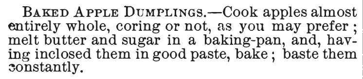 Kristin Holt | Victorian Apple Dumplings: Baked Apple Dumplings published in The Homemade Cook Book, 1885.