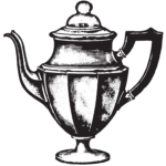 Kristin Holt | Victorian Coffee. Illustration: etched image of a coffee pot from a vintage coffee service.