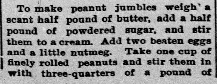 Kristin Holt | Peanut Butter in Victorian America. Newspaper Article: All about Peanuts, Part 5 of 8, published in The Ozark County News of Gainesville, Missouri on February 11, 1897.
