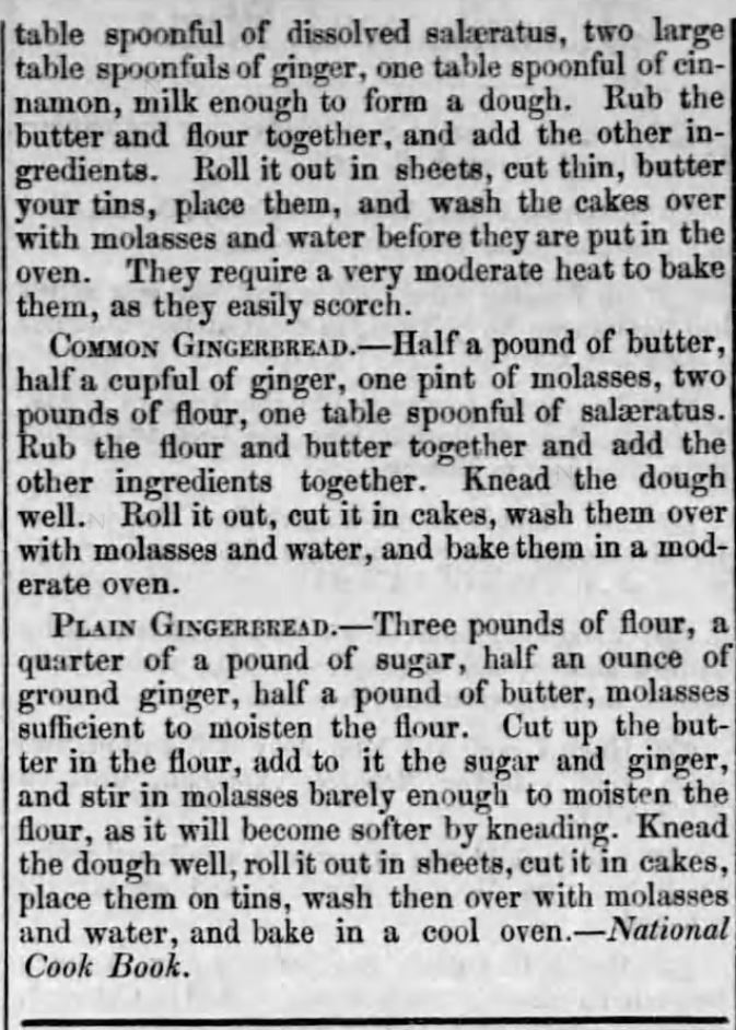 Kristin Holt | Three Victorian Gingerbread Recipes, including "Boston Gingerbread". Published in New England Farmer of Boston, Massachusetts. September 18, 1852. (Part 2 of 2)