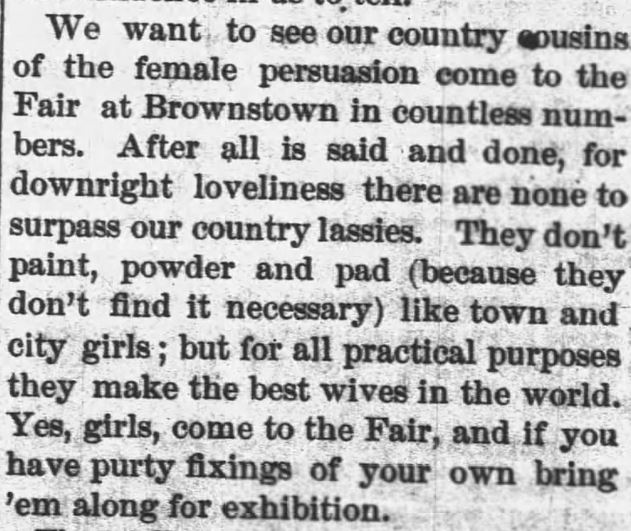 Kristin Holt | Who Makes The Best (Victorian) Wives? Country Girls make the best wives. From Jakcson County Banner of Brownstown, Indiana. August 14, 1879.