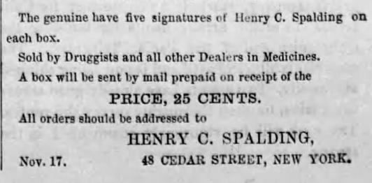 Kristin Holt | Victorian-American Headaches: Part 4. Cephalic Pills cure sick headache. For sale by individual mail-order, advertised in New England Farmer of Boston, Mass. on November 24, 1860. Part 2 of 2.