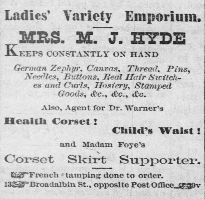 Kristin Holt | Corsets in the Era: Yes, even Maternity Corsets. Ad in The Albany Register of Albany, Oregon on January 19, 1877 for Dr. Warner's Health Corset, Child's Waist, and a Corset Skirt Supporter.