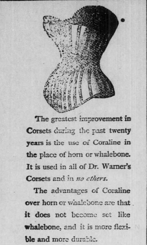 Kristin Holt | Corsets in the Era: Yes, even Maternity Corsets. Advertisement for Coraline Corsets--that come in different sizes and LENGTHS. Part 1 of 2. Advertised in The Valley Falls Vindicator of Valley Falls, Kansas on April 18, 1891.