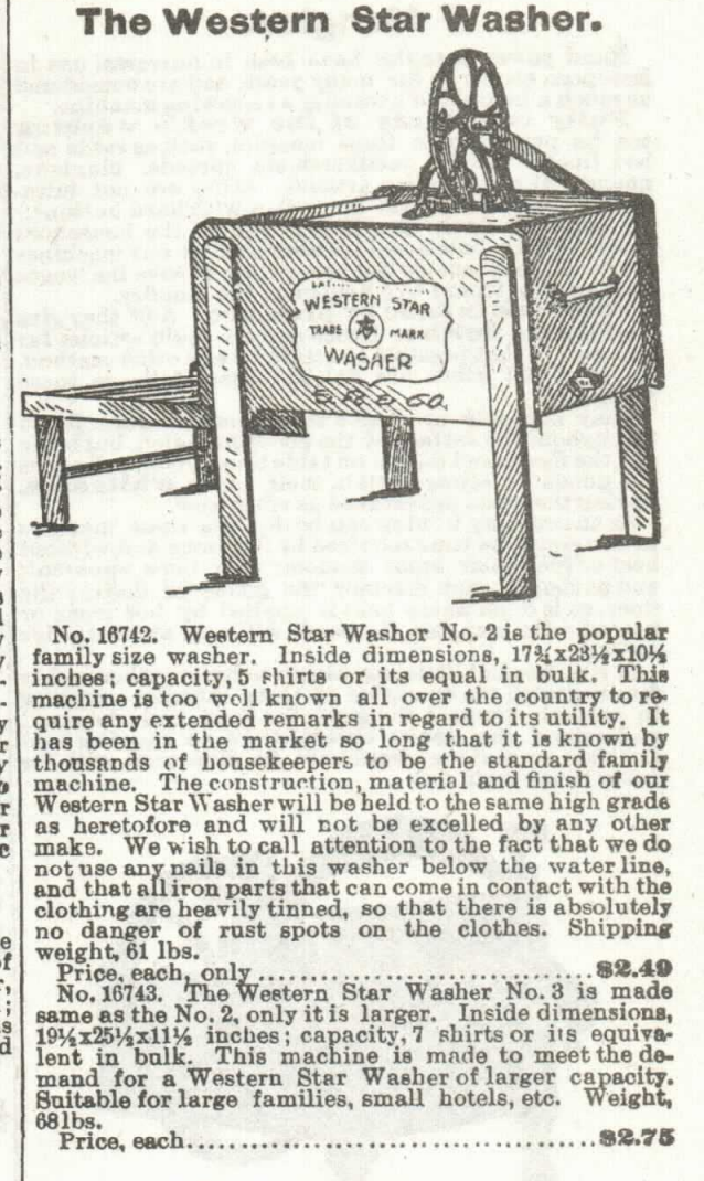 Kristin Holt | 19th Century Washing Machines. For sale in the Sears Roebuck and Co. Catalogue, 1897: The Western Star Washer. Part 3 of 5.