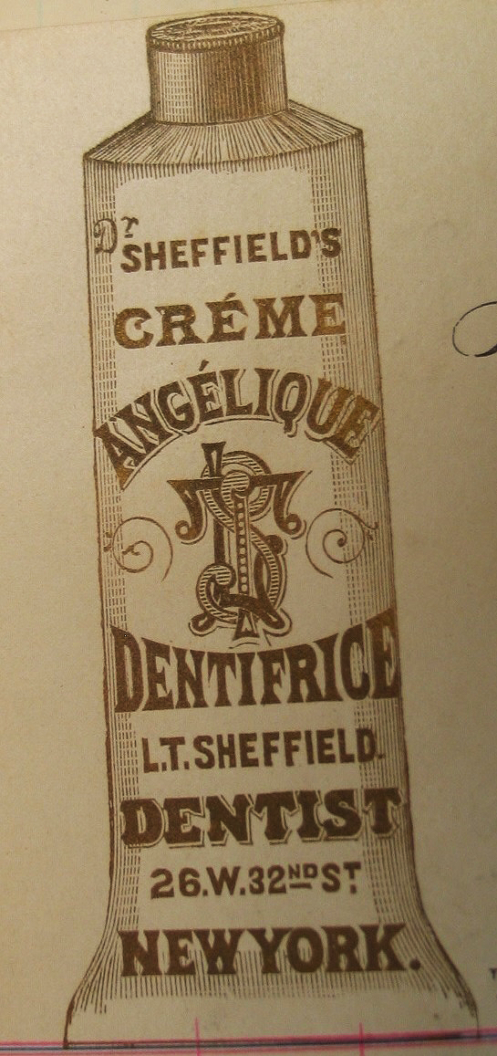 Kristin Holt | Old West: Toothbrushes and Toothpaste. Dr. Sheffield's Creme Angelique Dentifrice, Sheffield Pharmaceuticals - Sheffield Pharmaceuticals' Private Archives, Public Domain